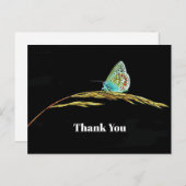 ブルーかわいらし・バタフライ・グラスの写真ありがとう ポストカード (正面/裏面)