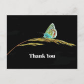 ブルーかわいらし・バタフライ・グラスの写真ありがとう ポストカード (正面)