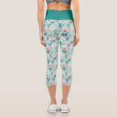 ブルーかわいらし&ピンクパステルフォークアートフラワーズ カプリレギンス (裏面)