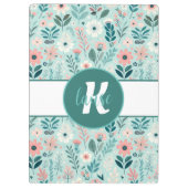 ブルーかわいらし&ピンクパステルフォークアートフラワーズ クリップボード (裏面)