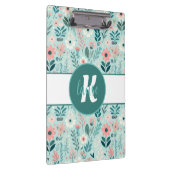 ブルーかわいらし&ピンクパステルフォークアートフラワーズ クリップボード (右)