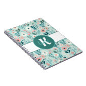 ブルーかわいらし&ピンクパステルフォークアートフラワーズ ノートブック (右側)