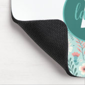 ブルーかわいらし&ピンクパステルフォークアートフラワーズ マウスパッド (コーナー)