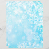 ブルーかわいらし&ホワイトスノーフレークスクラップブック紙 (正面/裏面)