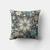 ブルーかわいらし&金ゴールドスノーフレークフェスティバル クッション (裏面)