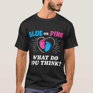 ブルーかピンクお気に入り考え- Gender Reveal Fam Tシャツ