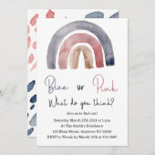 ブルーかピンクレインボー考え招待状 招待状 (正面/裏面)