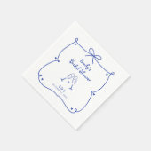 ブルーがかわいい「Something Blue Before I Do」モチーフの結婚式前夜祭 スタンダードカクテルナプキン (角)