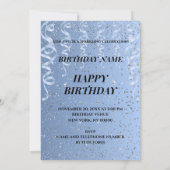 ブルーきらめくお誕生日ケーキ招待状 サンキューカード (裏面)