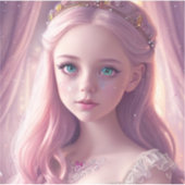 ブルーきらめくアイドプリンセスガール シール (正面)