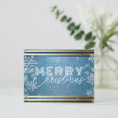 ブルーきらめくウィンター霜の降りたワンダーランドクリスマス シーズンポストカード (スタンド正面)