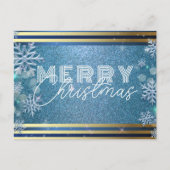 ブルーきらめくウィンター霜の降りたワンダーランドクリスマス シーズンポストカード (正面)