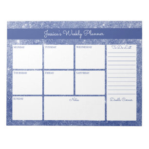 ブルーきらめくカスタムプランナーウィークリーTo Doリスト ノートパッド