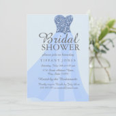 ブルーきらめくグリッタードレスブライダルシャワー招待状 招待状 (スタンド正面)