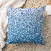 ブルーきらめくグリッター&ヴィンテージペイズリーグラデーション クッション (ブランケット)