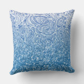 ブルーきらめくグリッター&ヴィンテージペイズリーグラデーション クッション (裏面)