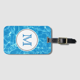 ブルーきらめくスイミングプールウォーターモノグラム ラゲッジタグ