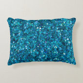 ブルーきらめくターコイズきらきら光る アクセントクッション (正面)