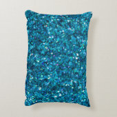 ブルーきらめくターコイズきらきら光る アクセントクッション (裏面(縦))