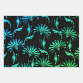 ブルーきらめくフローラ ラッピングペーパーシート (正面3)