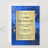 ブルーきらめく金ゴールド大晦日 招待状 (正面)