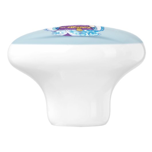 ブルーこけし人形さくらんぼの花器 セラミックノブ (側面)