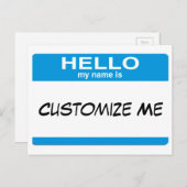 ブルーこんにちは私の名前は…カスタマイズ可能 ポストカード (正面/裏面)