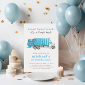 ブルーごみ収集車 男の子1歳の誕生日パーティー 招待状