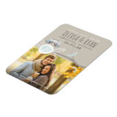 ブルーさん結婚のフクロウが写真を保存 マグネット (左側)