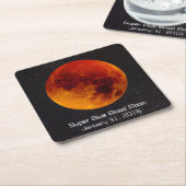 ブルーすごいブルーブラッドムーン2018 スクエアペーパーコースター (アングル)