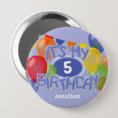 ブルーつや消しクッキーwバルーン私の誕生日 缶バッジ (正面&裏面)