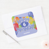 ブルーつや消し切り出しクッキーwバルーン誕生日 スクエアシール (封筒)