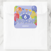 ブルーつや消し切り出しクッキーwバルーン誕生日 スクエアシール (バッグ)