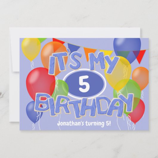 ブルーつや消し切り出しレタークッキー男の子の誕生日 招待状 (裏面)