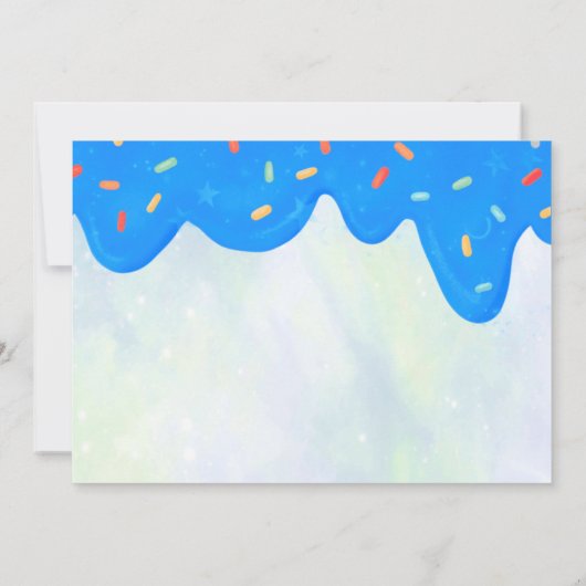 ブルーつや消し2つの甘い男の子のドーナツの誕生日 招待状 (裏面)