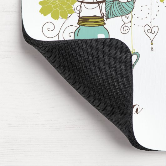 ブルーつるのメイスンがフローラを投げ掛けパーソナライズされたる マウスパッド (コーナー)