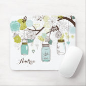 ブルーつるのメイスンがフローラを投げ掛けパーソナライズされたる マウスパッド (マウス)