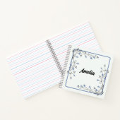 ブルーつる植物フレーム名前をカスタムする国 ノートブック (内部)