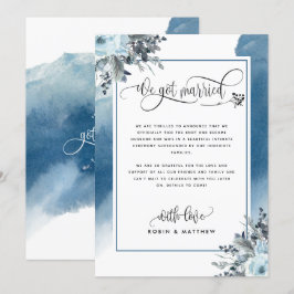 ブルーでおしゃれな結婚報告カード 招待状