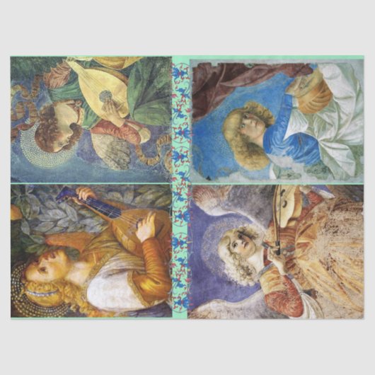 ブルーでクリスマスエンジェルを作るフローラ 薄葉紙 (正面)