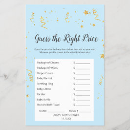 ブルーでゴールドのお祝い 正しい価格を当ててみて チラシ