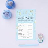 ブルーでゴールドのお祝い 正しい価格を当ててみて チラシ (シングル)