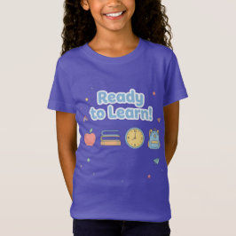 ブルーで学ぶ準備ができた かわいい新学期 Tシャツ