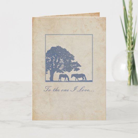 ブルーとアイボリーヴィンテージホースファーム結婚ズ カード (正面)