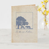 ブルーとアイボリーヴィンテージホースファーム結婚ズ カード (黄色い花)