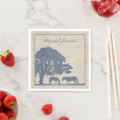 ブルーとアイボリーヴィンテージホースファーム結婚ズ スタンダードカクテルナプキン (インサイチュ)