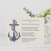 ブルーとアイボリー航海のをテーマにした結婚式招待状 招待状 (スタンド正面)