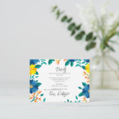 ブルーとイエローのフラワーをフィーチャーしたエレガントなウェディングの詳細 エンクロージャーカード (スタンド正面)