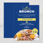 ブルーとイエローのモダンな父の日 招待状 (正面/裏面)