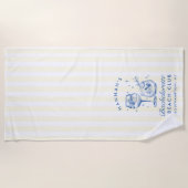 ブルーとイエローのモダンビーチタオル ビーチタオル (正面)